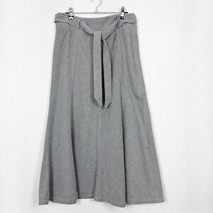 Olsen Grey Striped Cotton A-Line Belted Maxi Skirt‎ Size 6